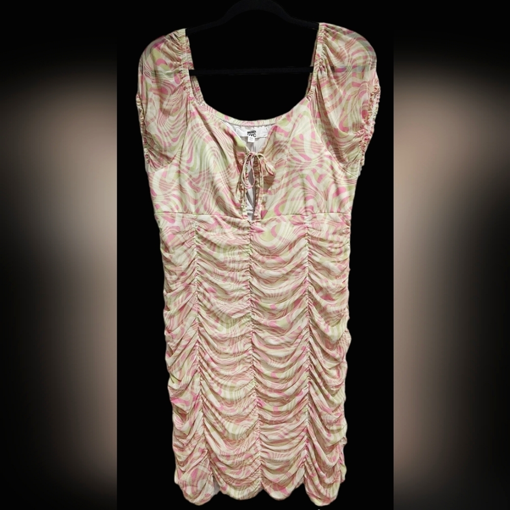 Madden NYC green pink psychedelic bodycon mesh dress Juniors size XXL